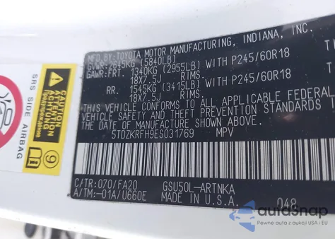 2014 Toyota Highlander Le Plus V6 from USA, damaged, VIN 5TDZKRFH9ES031769